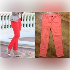 H&M preppy side slit coral trousers. Size 2